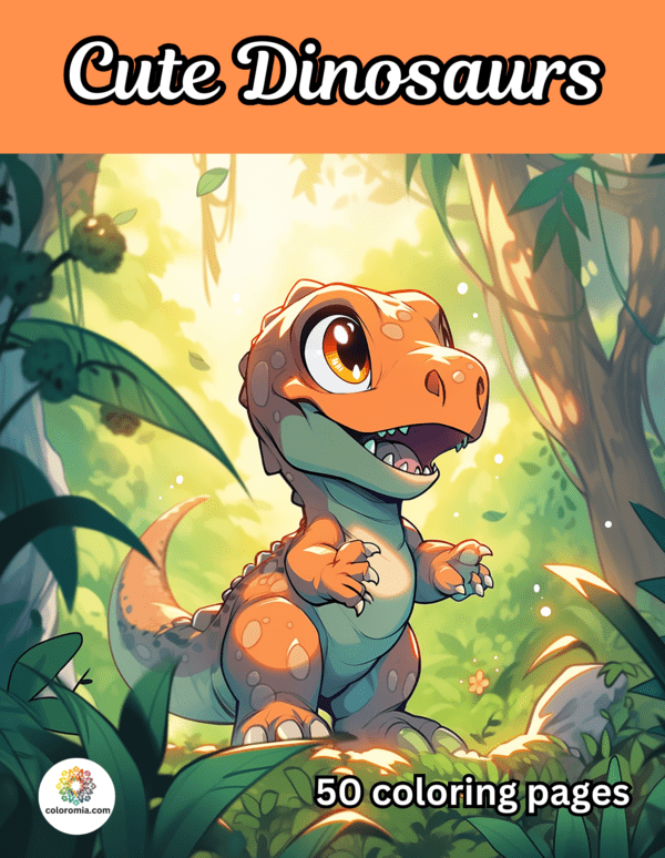 Cute dinosaurs coloring book for kids (PDF) book cover